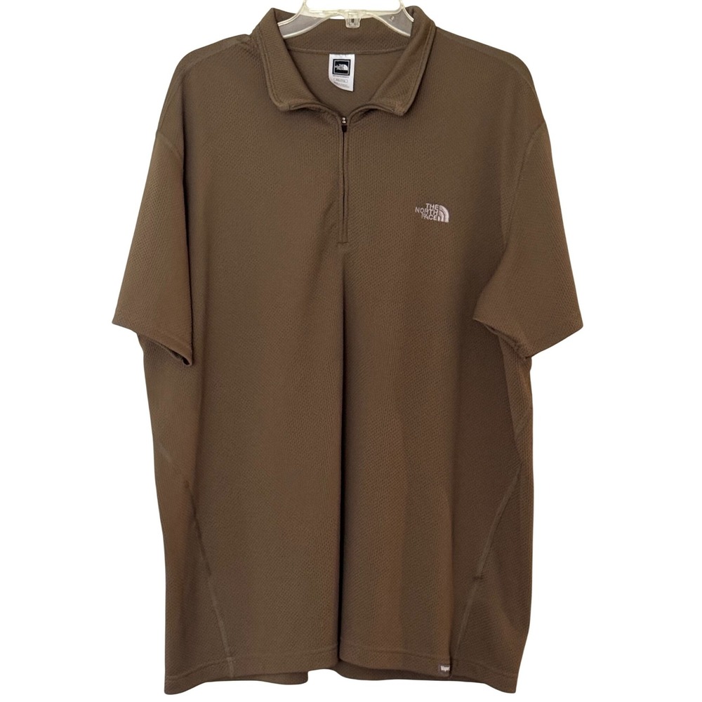 The North Face Polo Shirt Olive Brown VaporWick Quarter-Zip Mens XXL